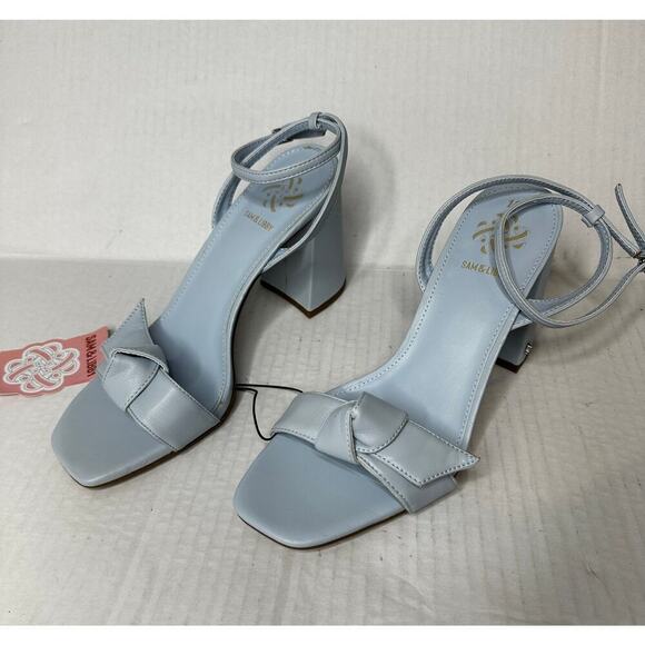 NWT Sam & Libby Size 10 Light Blue Bow Vamp Jordan High Heel Strappy Sandal - Picture 2 of 13